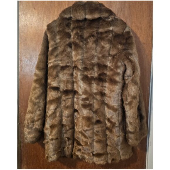 NWT Vintage Dennis Basso XS Chestnut Mink Faux Fur Zippered Coat Soft Shiny - Picture 3 of 13